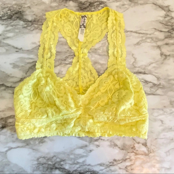 Free People Galloon Lace Racerback Yellow, sz XS - Picture 6 of 9